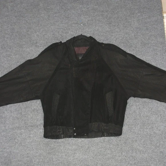 BERMANS Bomber Jacket Mens L Black Leather Suede Full Zip Lined Made Korea